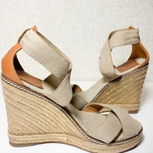 Tory Burch Espadrille Wedge Sandals Size 9.5